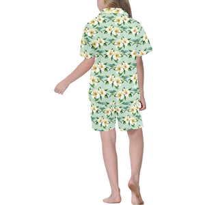 Hummingbird Pattern Print Design 01 Kids' Boys' Girls' V-Neck Short Pajama Set