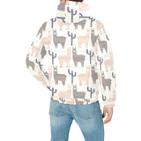 Llama Alpaca pattern Men's Padded Hooded Jacket