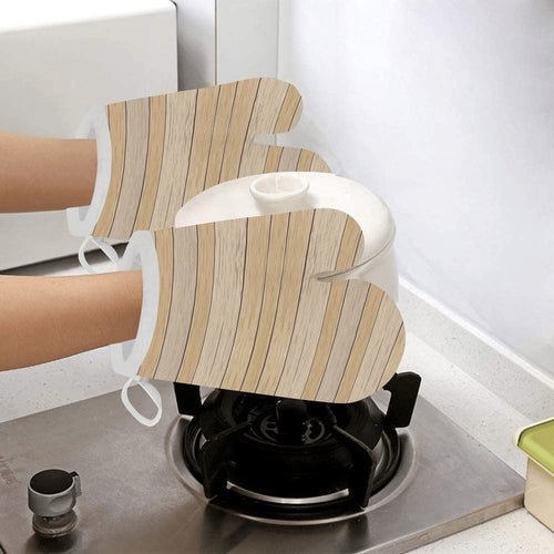 Wood Printed Pattern Print Design 01 Heat Resistant Oven Mitts