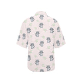 cute raccoons leaves pattern Women's All Over Print Hawaiian Shirt