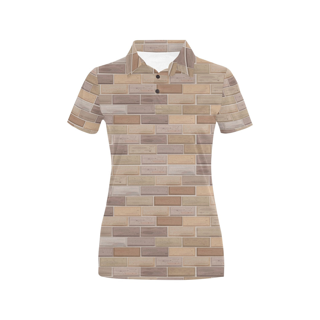 Brick Printed Pattern Print Design 01 Women's All Over Print Polo Shirt