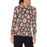 Christmas gingerbread cookie pattern Women's Long Sleeve Polo Shirt