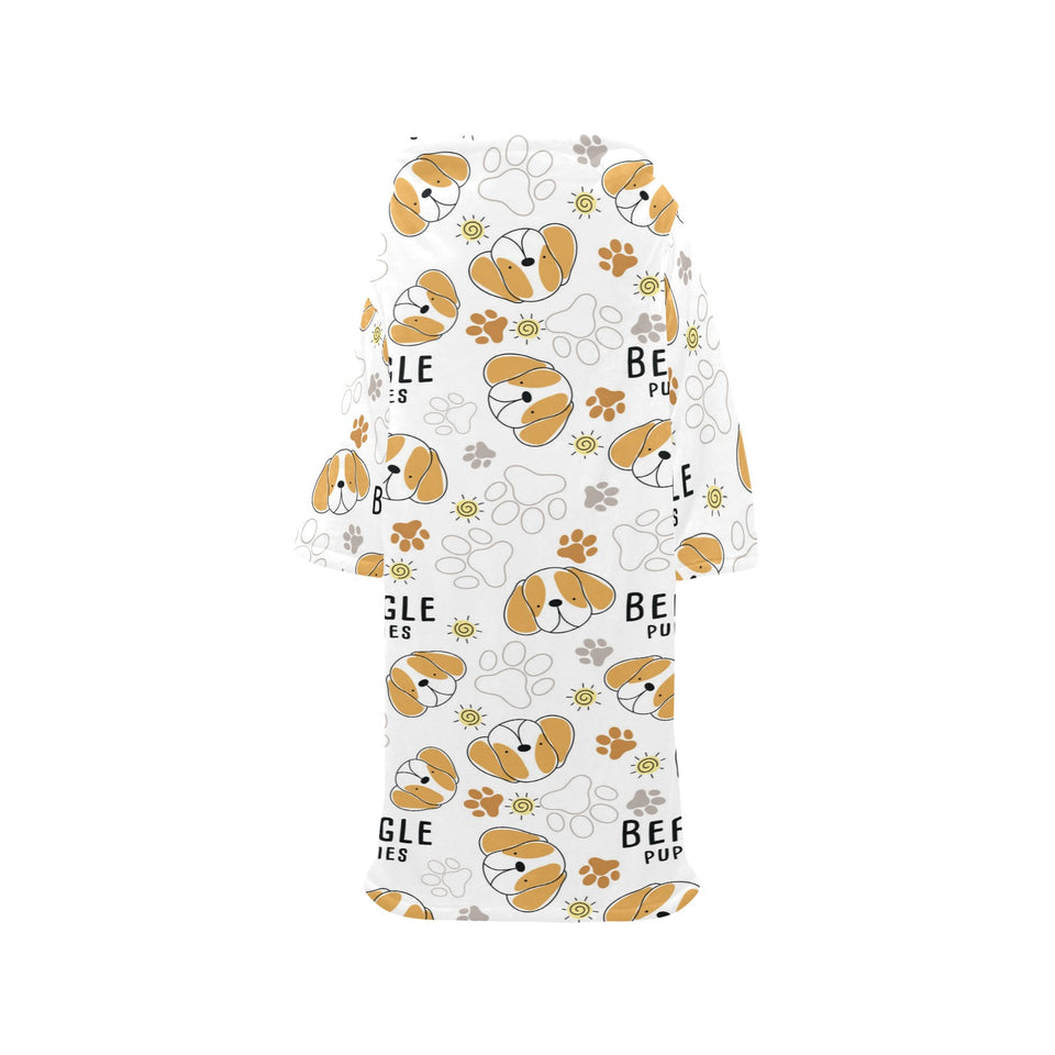 Cute beagle dog pattern background Blanket Robe with Sleeves