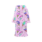 Cute ice cream cone animal pattern Blanket Robe with Sleeves