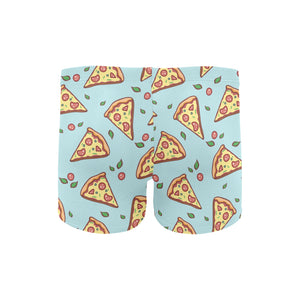 Hand drawn pizza blue background Men's Swimming Trunks