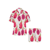 dragon fruits design pattern Women's V-Neck Short Pajama Set