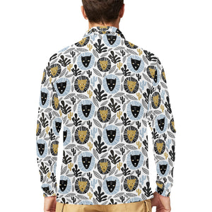 Lion Pattern Print Design 05 Men's Long Sleeve Polo Shirt
