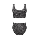 Handwritten cheese pattern Chest Bowknot High Waisted Bikini Swimsuit