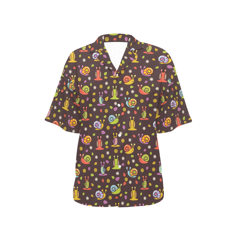 Snail Pattern Print Design 02 Women's All Over Print Hawaiian Shirt