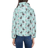 poodle dog green background Women's Padded Hooded Jacket