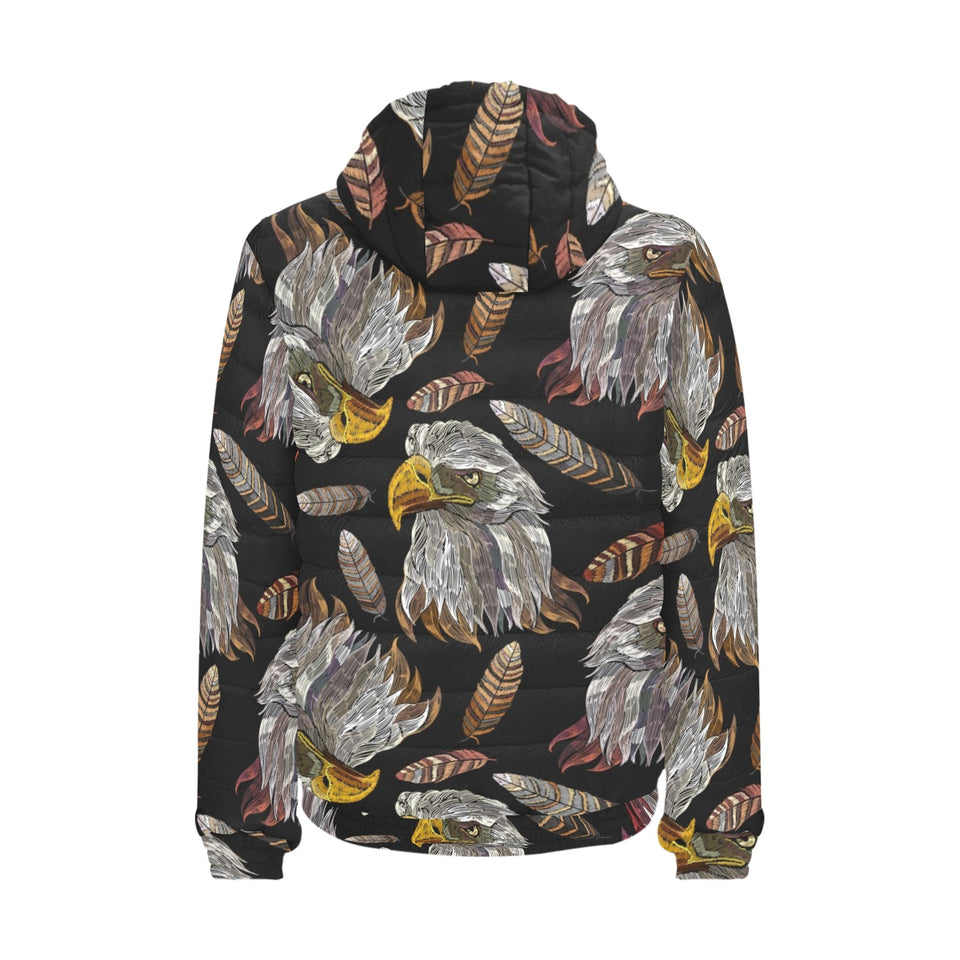 Eagle Pattern Print Design 05 Men's Padded Hooded Jacket
