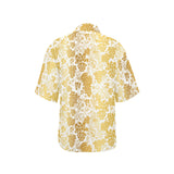 Gold grape pattern Women's All Over Print Hawaiian Shirt