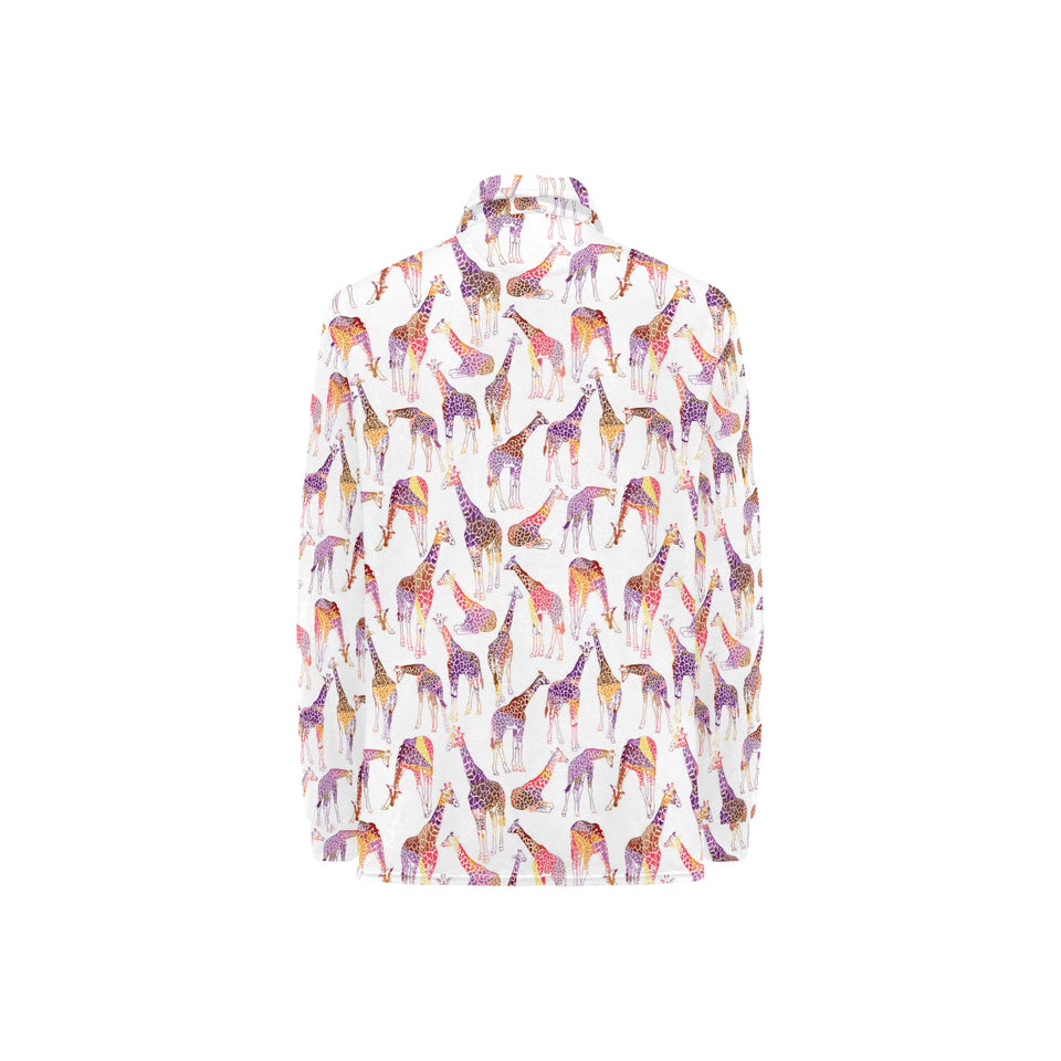 Giraffe Pattern Print Design 02 Women's Long Sleeve Polo Shirt