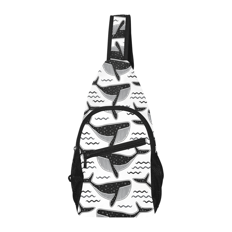 Black whale pattern All Over Print Chest Bag
