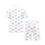 Hippopotamus Pattern Print Design 03 Men's V-Neck Short Pajama Set