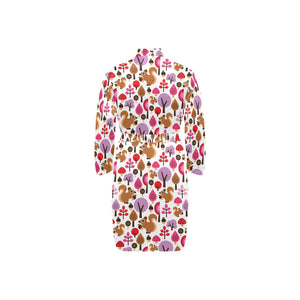 Squirrel Pattern Print Design 02 Men's Long Sleeve Belted Night Robe