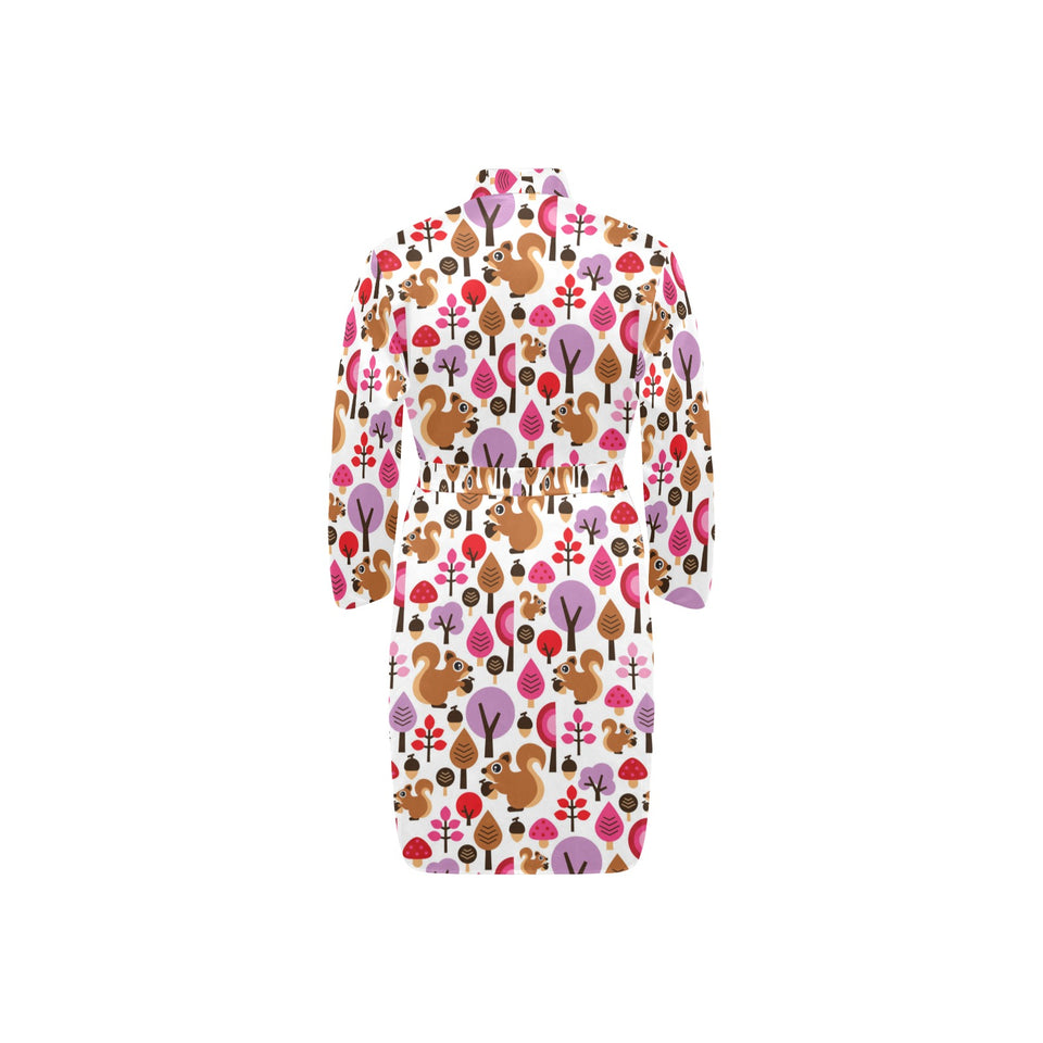 Squirrel Pattern Print Design 02 Men's Long Sleeve Belted Night Robe