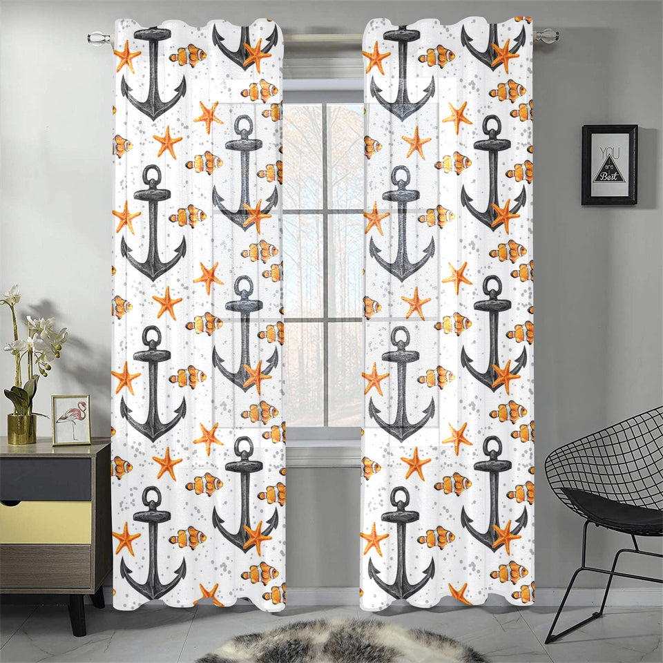 Clown Fish Pattern Print Design 02 Gauze Curtain