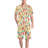 Colorful ice cream pattern Men's V-Neck Short Pajama Set
