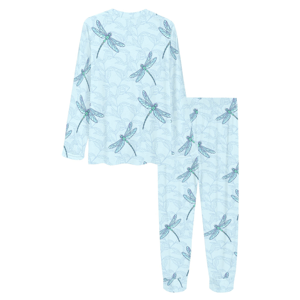 Dragonfly pattern blue background Women's All Over Print Pajama Set