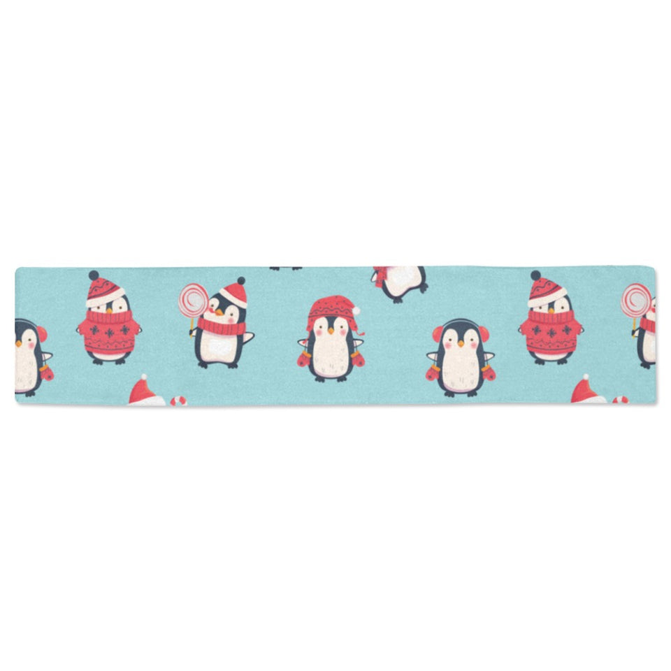 Cute penguin christmas design pattern Table Runner