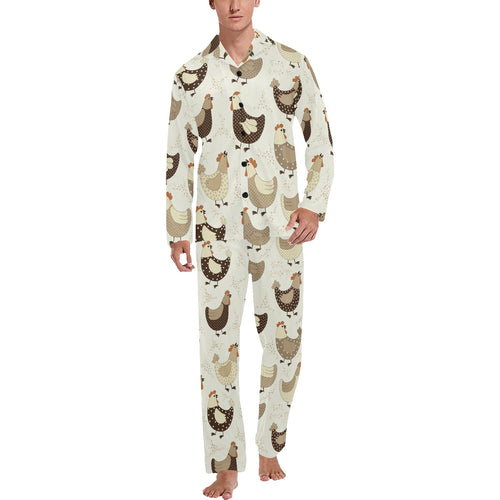 Cute rooster chicken cock Men's Long Pajama Set
