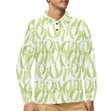 Green Peas Pattern Print Design 03 Men's Long Sleeve Polo Shirt