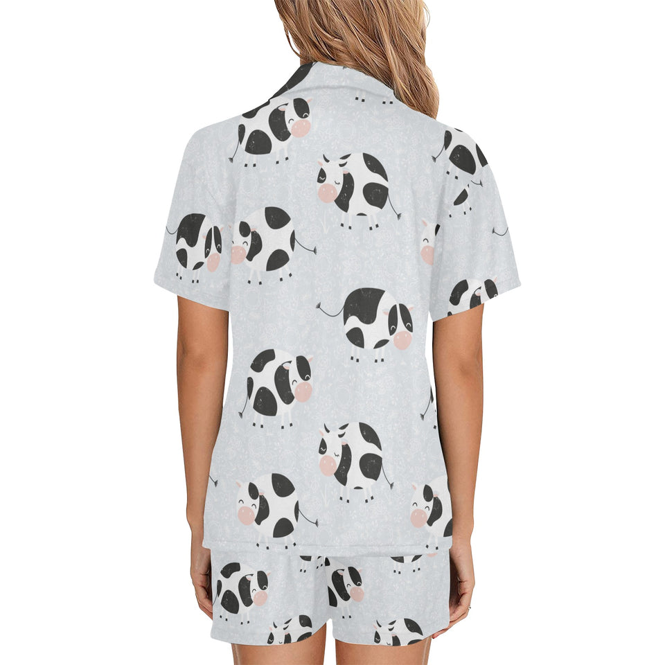 Cute cows pattern Women's V-Neck Short Pajama Set