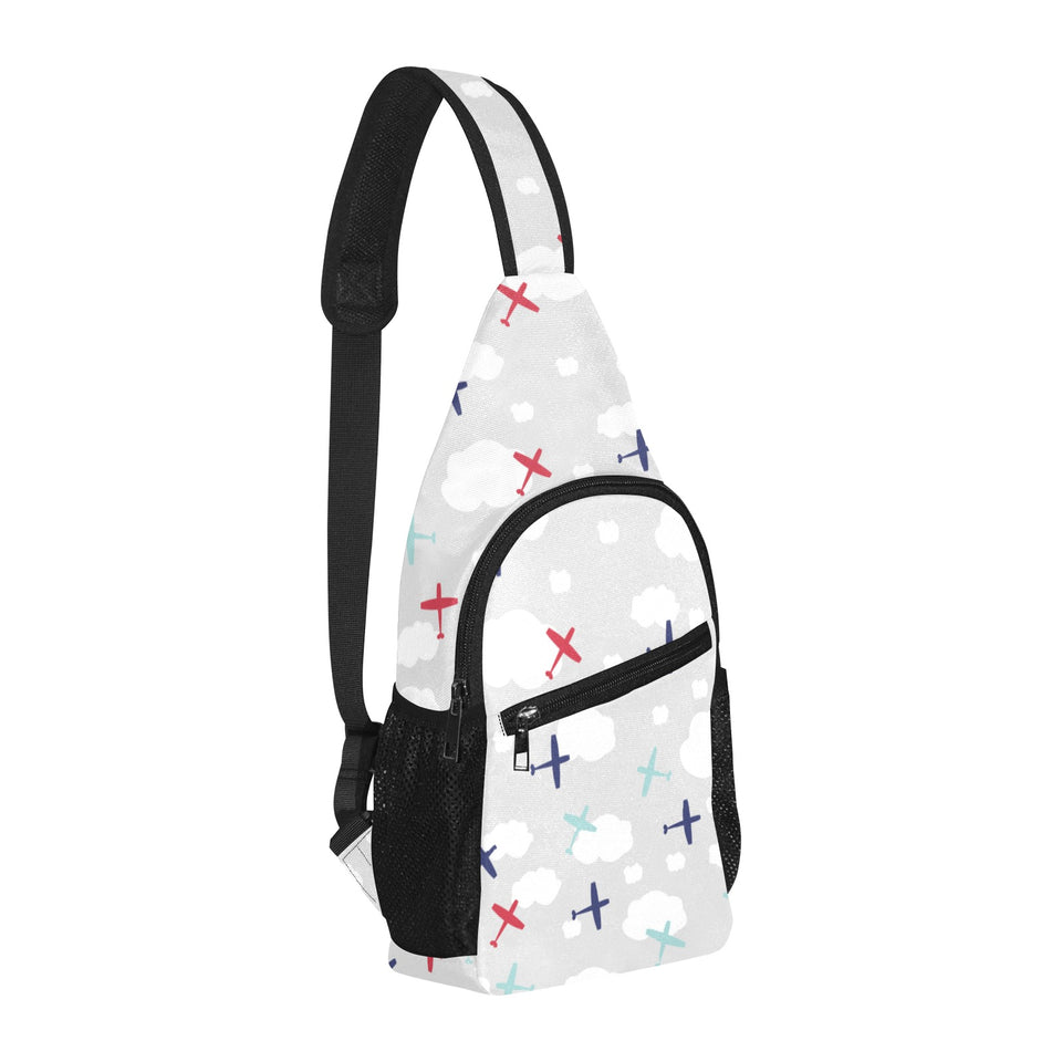 Airplane cloud grey background All Over Print Chest Bag