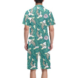 Koi Fish Carp Fish lotus pattern Men's V-Neck Short Pajama Set