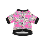 Chameleon lizard pattern pink background All Over Print Pet Dog Round Neck Fuzzy Shirt