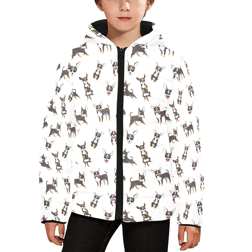 Chihuahua dog pattern Kids' Boys' Girls' Padded Hooded Jacket