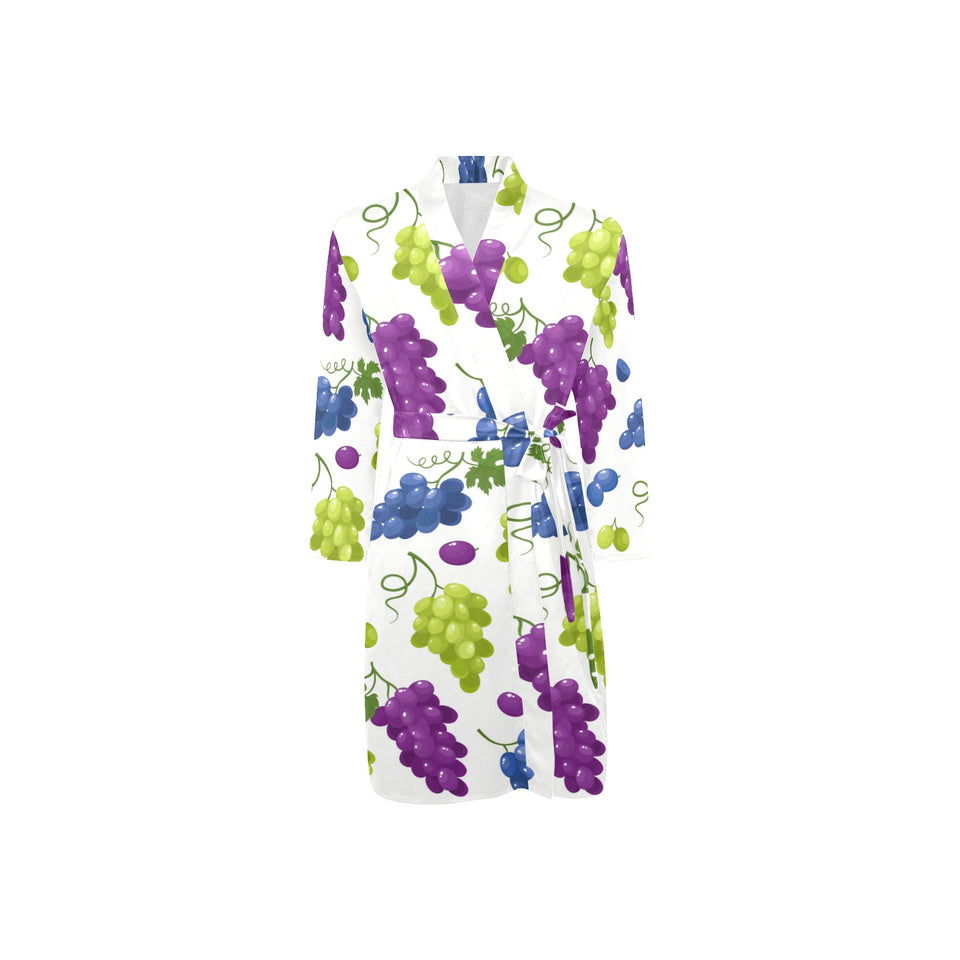 Grape pattern Men's Long Sleeve Belted Night Robe