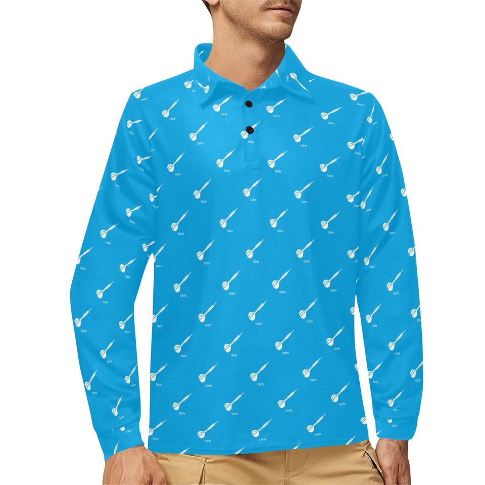 Darts Pattern Print Design 05 Men's Long Sleeve Polo Shirt