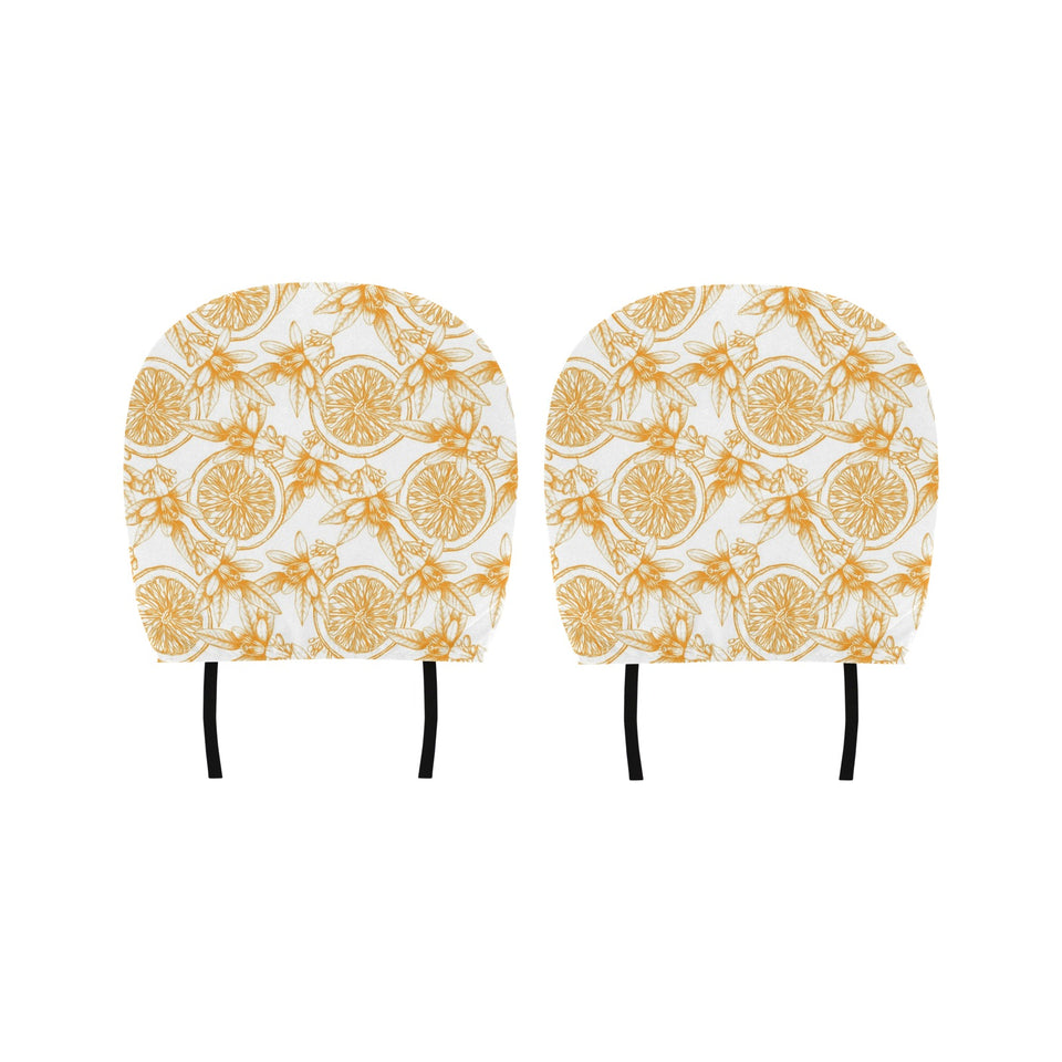 hand drawn orange fruit pattern Car Headrest Cover