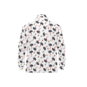 Ostrich Pattern Print Design 02 Men's Long Sleeve Polo Shirt
