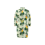 Beautiful parrot palm leaves pattern Men's Long Sleeve Belted Night Robe