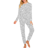 Cartoon hand drawn ice cream black white Women's All Over Print Pajama Set