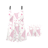 Hand drawn ice cream pattern Chest Sexy Pleated Two Piece Swim Dress