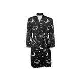 Hand drawn space rocket star planet Men's Long Sleeve Belted Night Robe