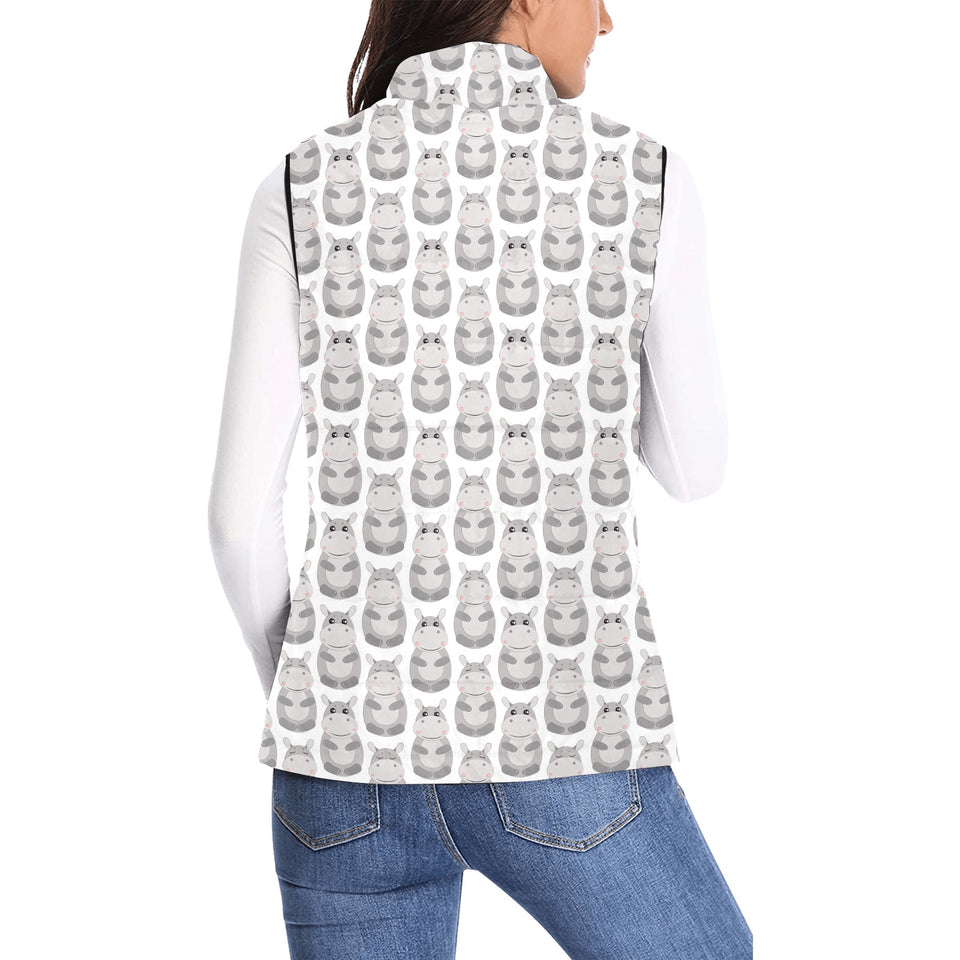 Hippopotamus Pattern Print Design 05 Women's Padded Vest