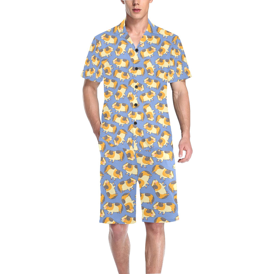 Guinea Pig Pattern Print Design 02 Men's V-Neck Short Pajama Set