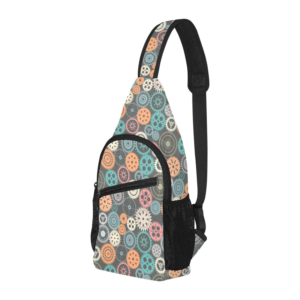 Gear Pattern Print Design 05 All Over Print Chest Bag