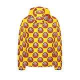 Daruma japanese wooden doll yellow background Kids' Boys' Girls' Padded Hooded Jacket