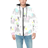Cute elephant mouse pattern Men's Padded Hooded Jacket