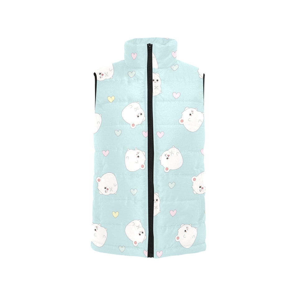 White cute hamsters heart pattern Women's Padded Vest