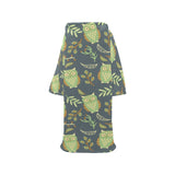 Cute owls leaves pattern Blanket Robe with Sleeves