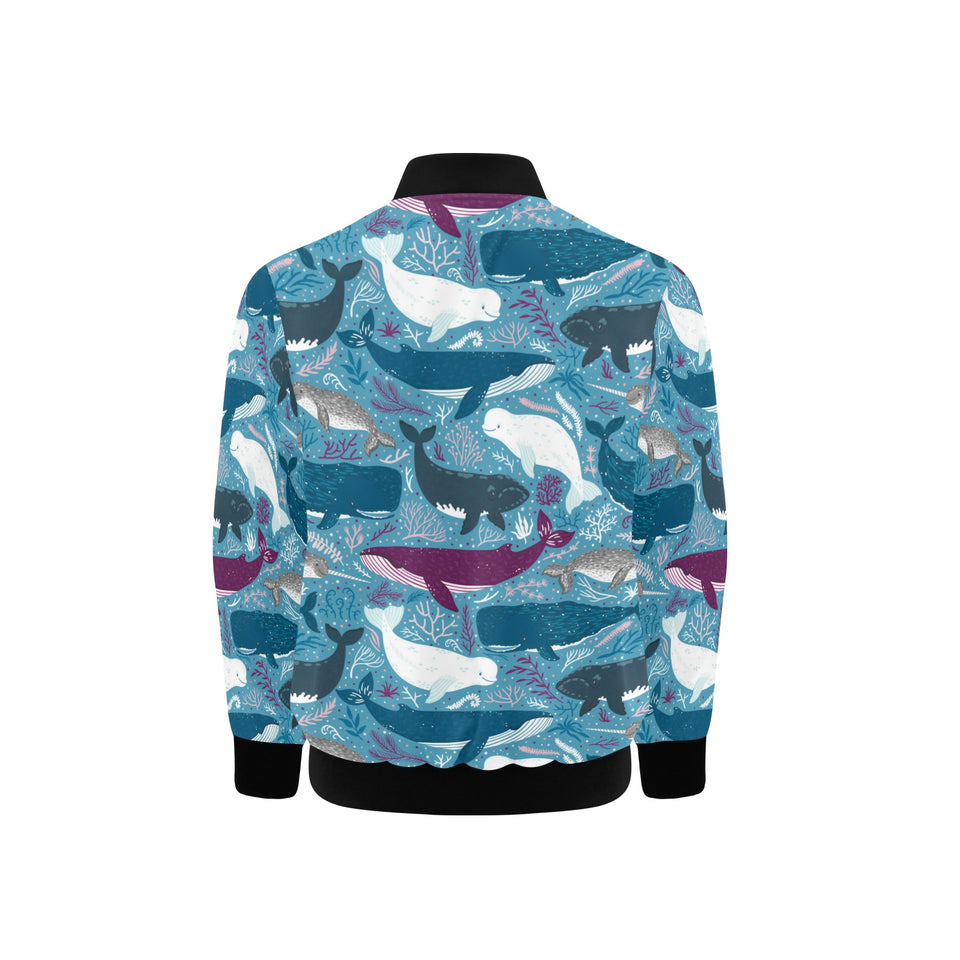 Whale design pattern Kids' Boys' Girls' Bomber Jacket