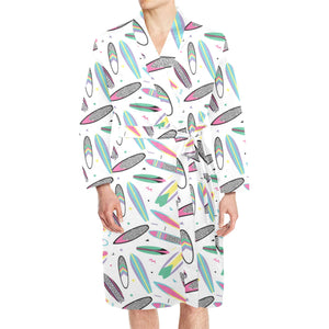 Surfboard Pattern Print Design 04 Men's Long Sleeve Belted Night Robe