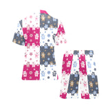 Teddy Bear Pattern Print Design 03 Men's V-Neck Short Pajama Set